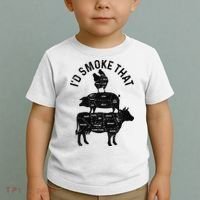 Chef Butcher BBQ I'd Smoke That Pork Beef Funny Father's Day Toddler T-Shirt thumb 2