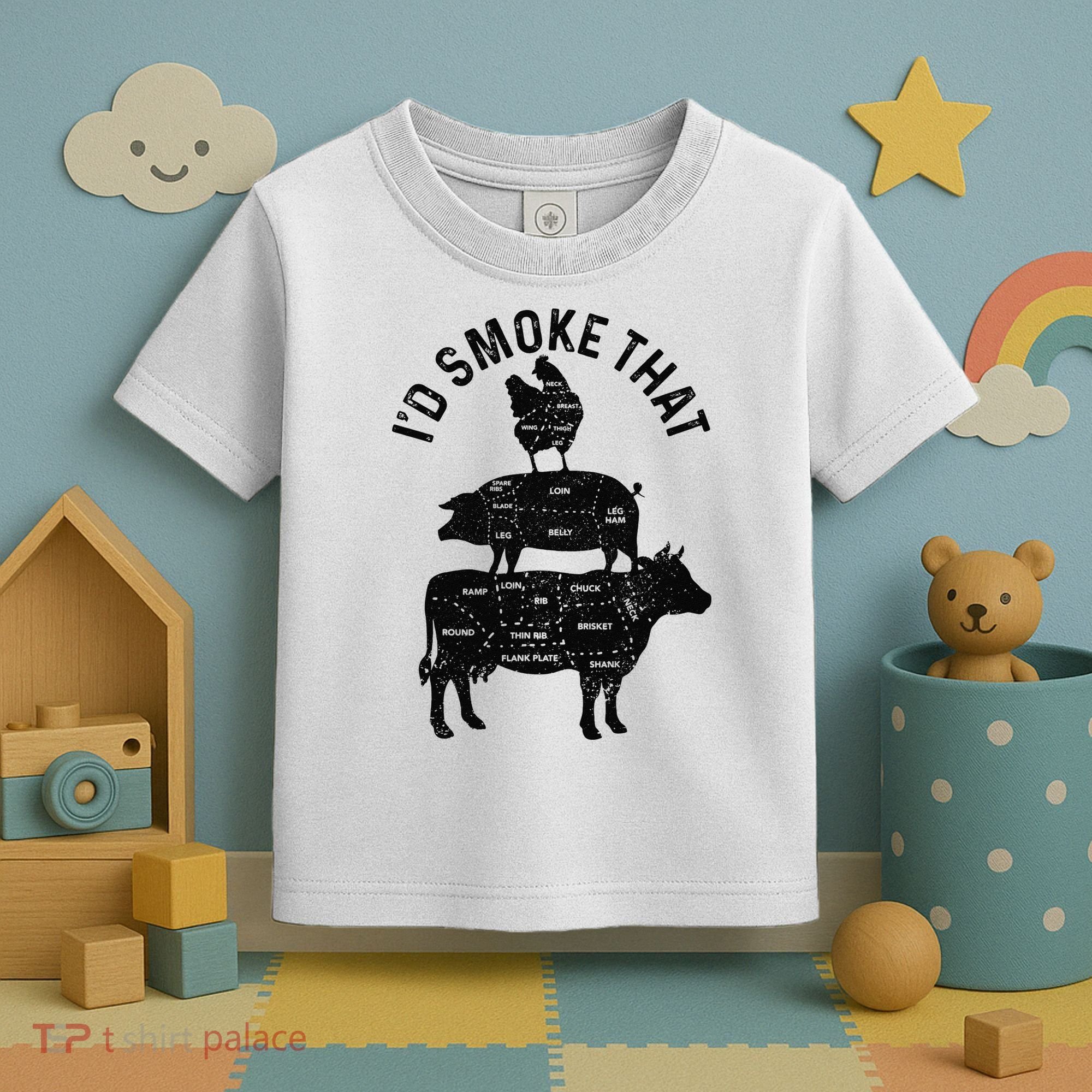 Chef Butcher BBQ I'd Smoke That Pork Beef Funny Father's Day Toddler T-Shirt