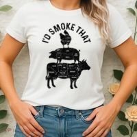 Chef Butcher BBQ I'd Smoke That Pork Beef Funny Father's Day Women's T-Shirt thumb 2