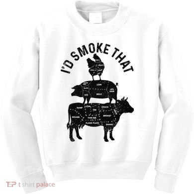 Chef Butcher BBQ I'd Smoke That Pork Beef Funny Father's Day Kids Sweatshirt