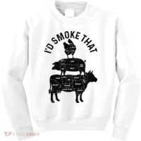 Chef Butcher BBQ I'd Smoke That Pork Beef Funny Father's Day Kids Sweatshirt thumb 0