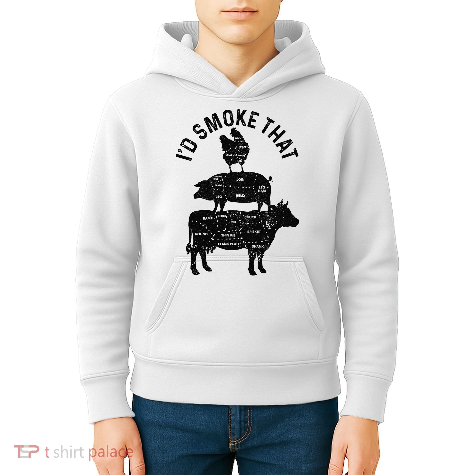 Chef Butcher BBQ I'd Smoke That Pork Beef Funny Father's Day Kids Hoodie