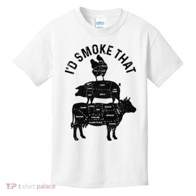 Chef Butcher BBQ I'd Smoke That Pork Beef Funny Father's Day Kids T-Shirt