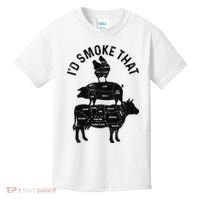 Chef Butcher BBQ I'd Smoke That Pork Beef Funny Father's Day Kids T-Shirt thumb 0