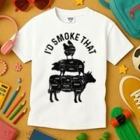 Chef Butcher BBQ I'd Smoke That Pork Beef Funny Father's Day Kids T-Shirt thumb 3