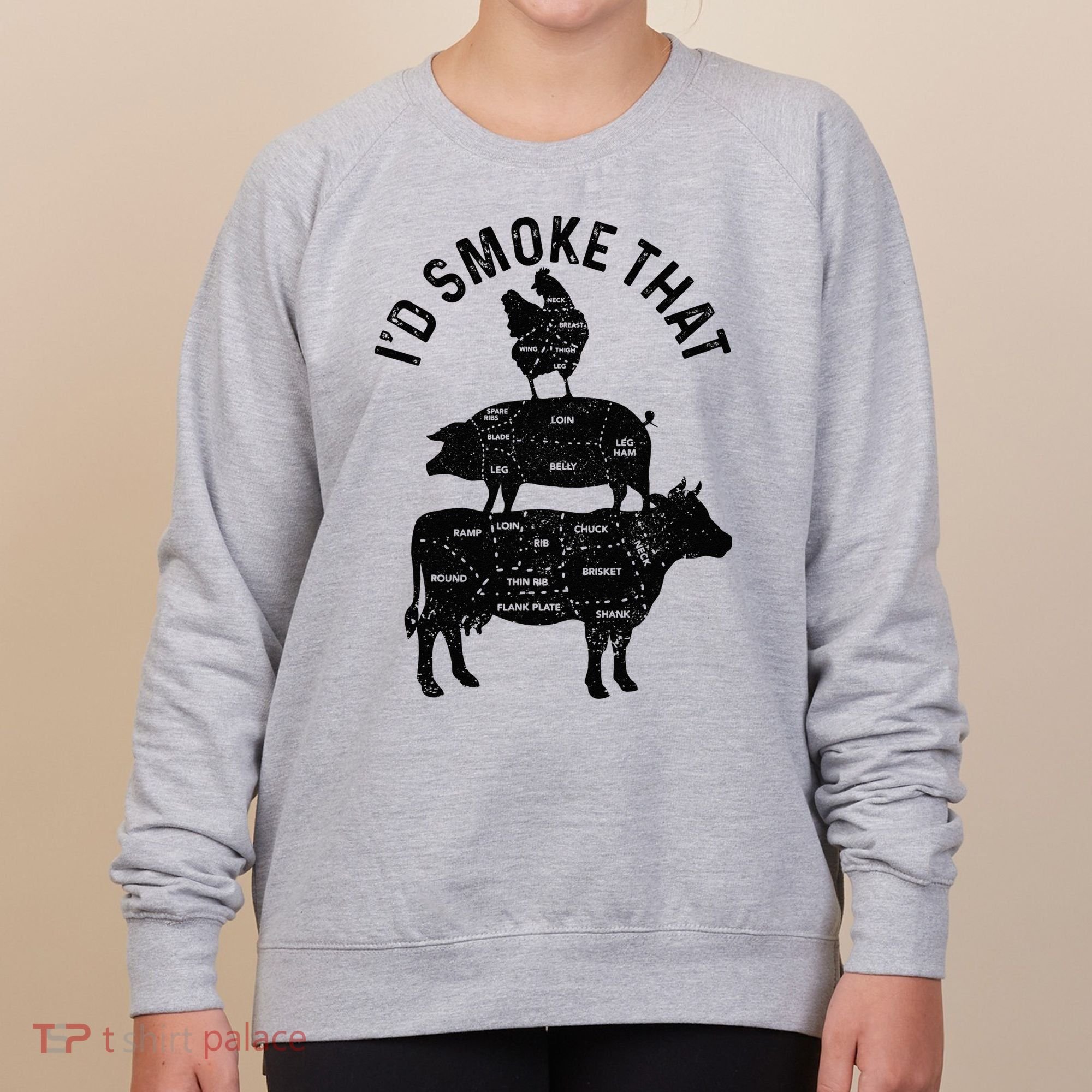 Chef Butcher BBQ Id Smoke That Pork Beef Funny Fathers Day Women's Sweatshirt