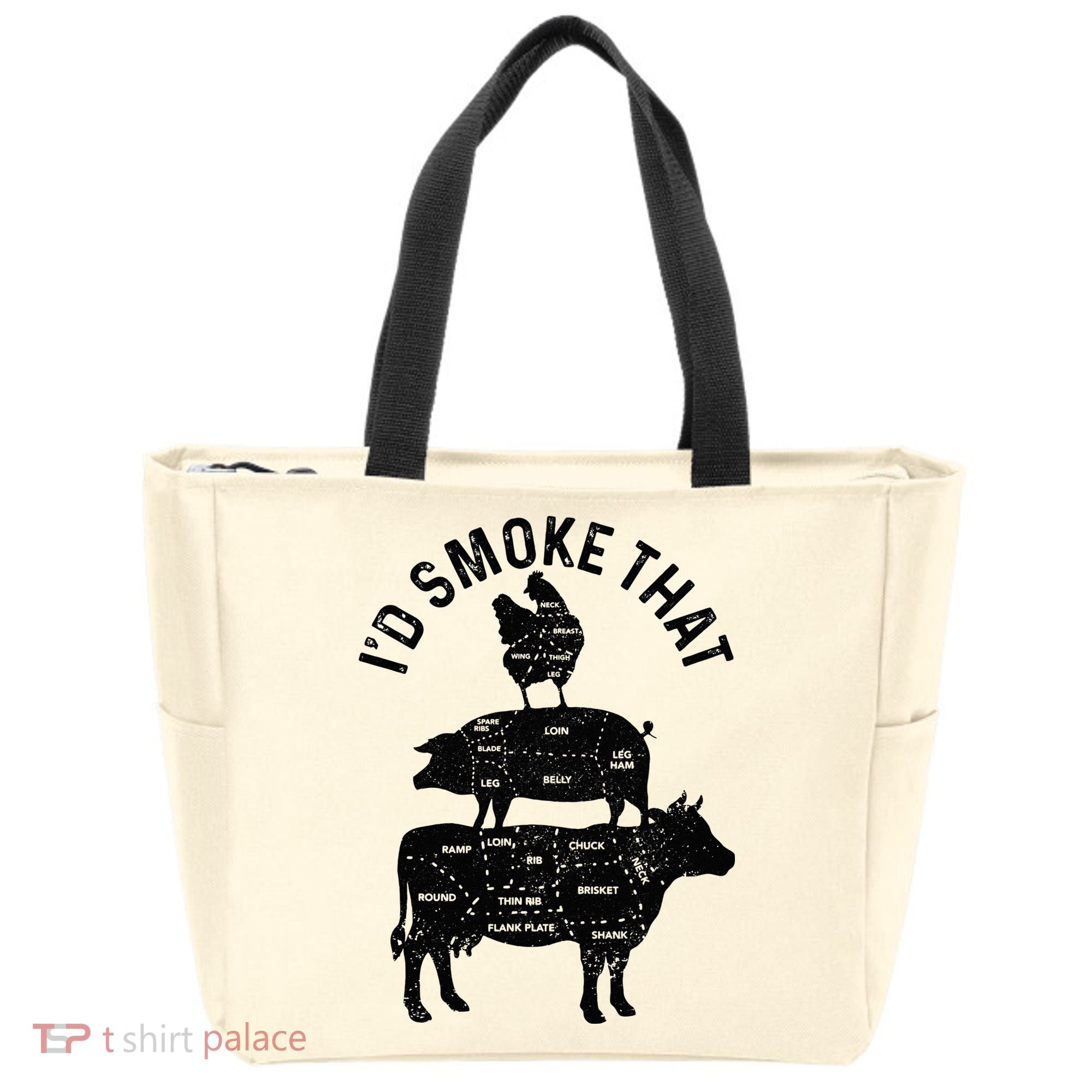 Chef Butcher BBQ Id Smoke That Pork Beef Funny Fathers Day Tote Bag