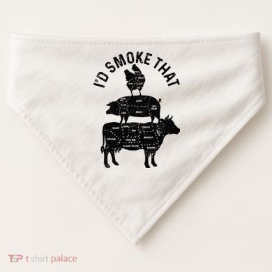 Chef Butcher BBQ Id Smoke That Pork Beef Funny Fathers Day USA-Made Doggie Bandana