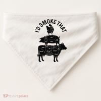Chef Butcher BBQ Id Smoke That Pork Beef Funny Fathers Day USA-Made Doggie Bandana thumb 0