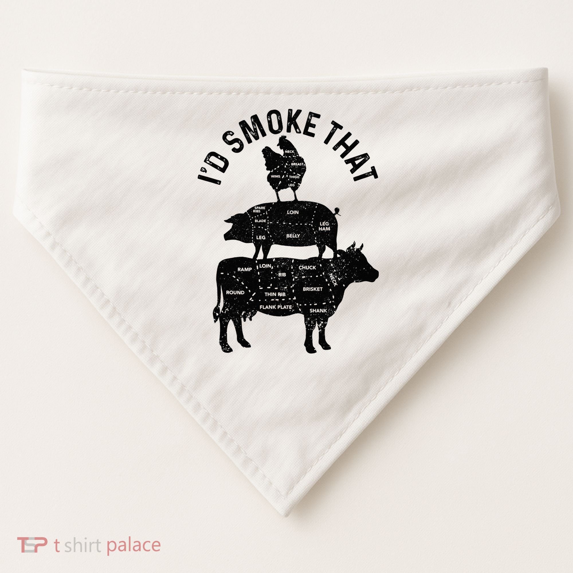 Chef Butcher BBQ Id Smoke That Pork Beef Funny Fathers Day USA-Made Doggie Bandana
