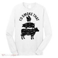 Chef Butcher BBQ Id Smoke That Pork Beef Funny Fathers Day Long Sleeve Shirt thumb 0
