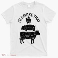 Chef Butcher BBQ Id Smoke That Pork Beef Funny Fathers Day T-Shirt thumb 0