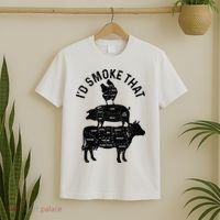 Chef Butcher BBQ Id Smoke That Pork Beef Funny Fathers Day T-Shirt thumb 2