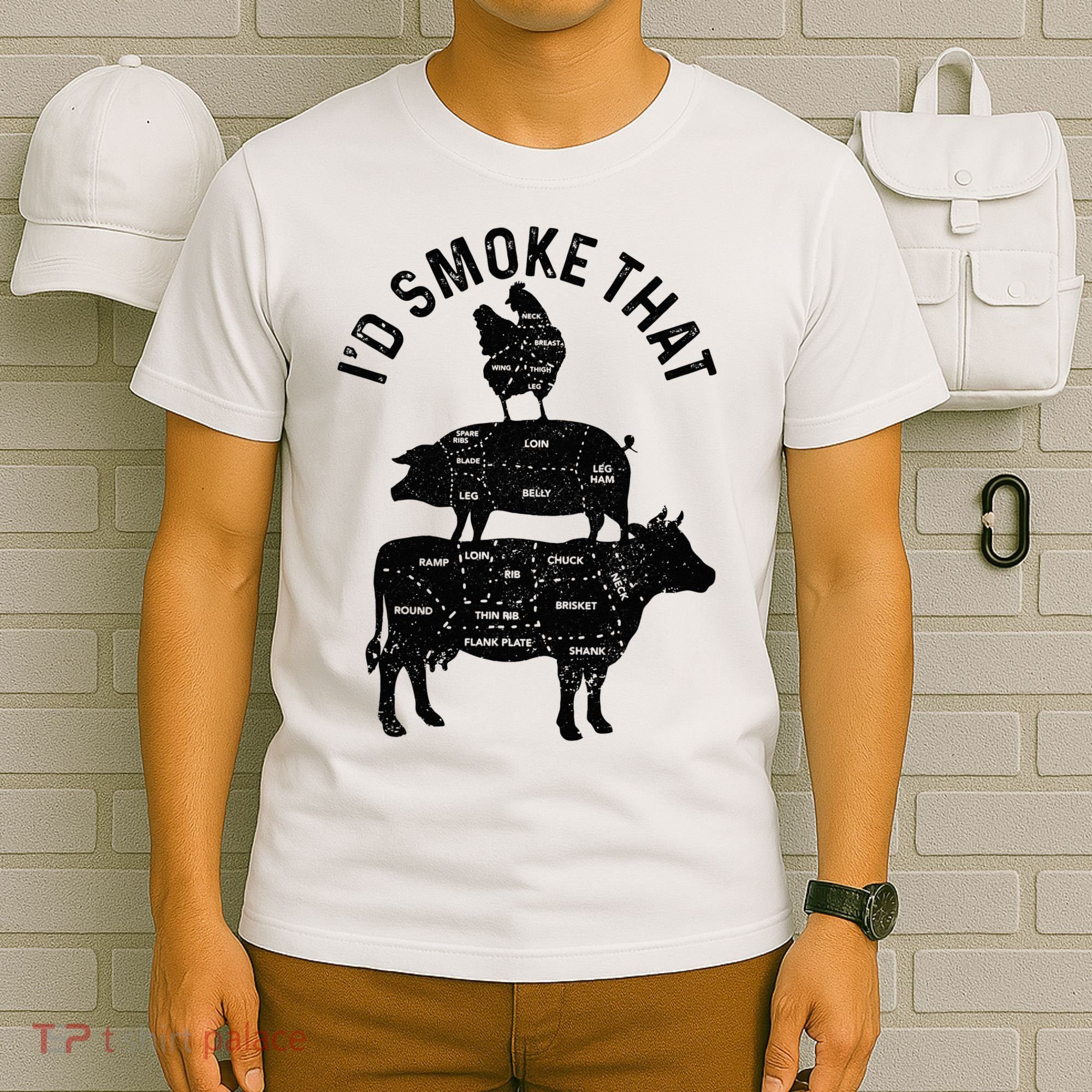 Chef Butcher BBQ Id Smoke That Pork Beef Funny Fathers Day T-Shirt