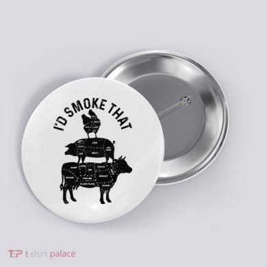 Chef Butcher BBQ Id Smoke That Pork Beef Funny Fathers Day Button