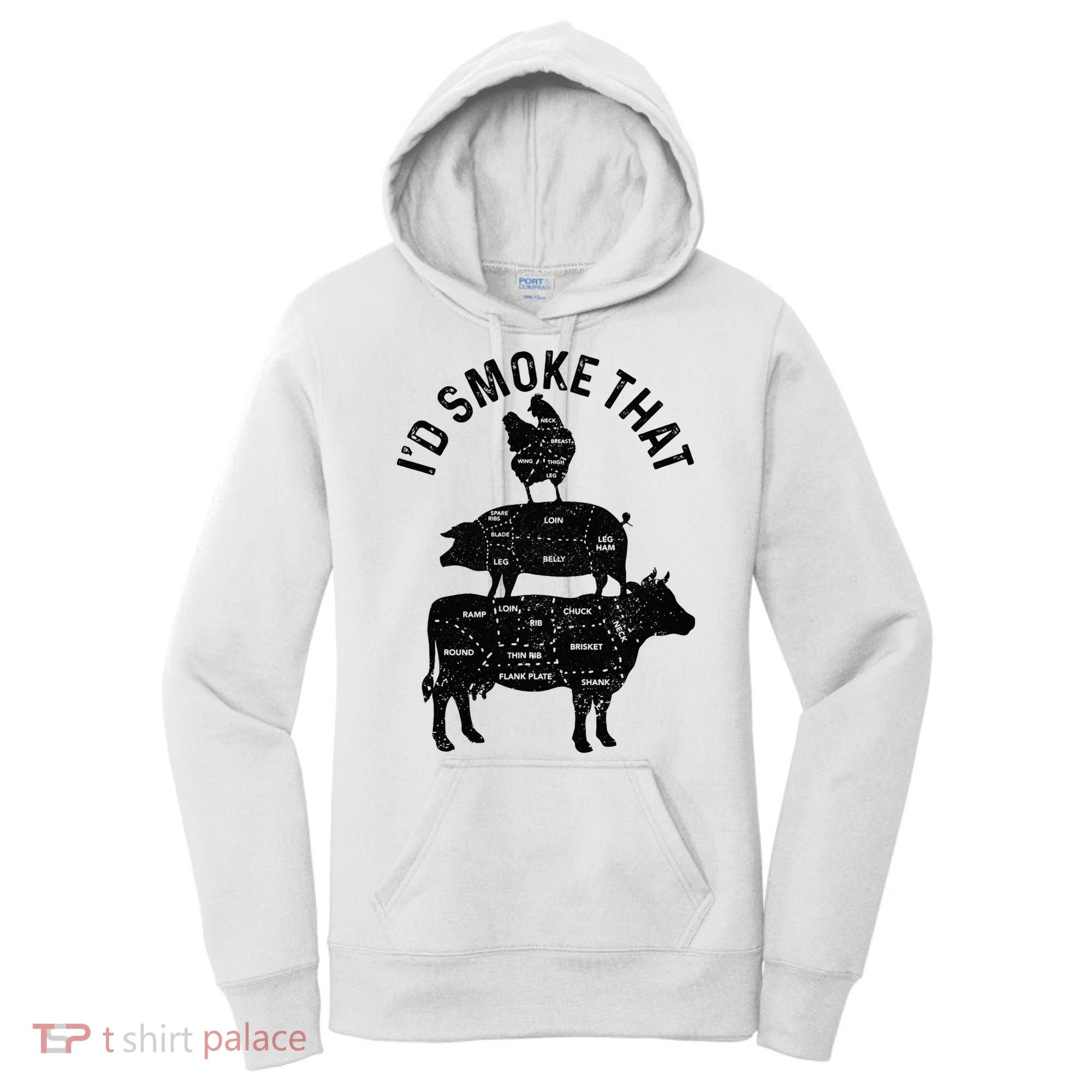 Chef Butcher BBQ Id Smoke That Pork Beef Funny Fathers Day Women's Hoodie