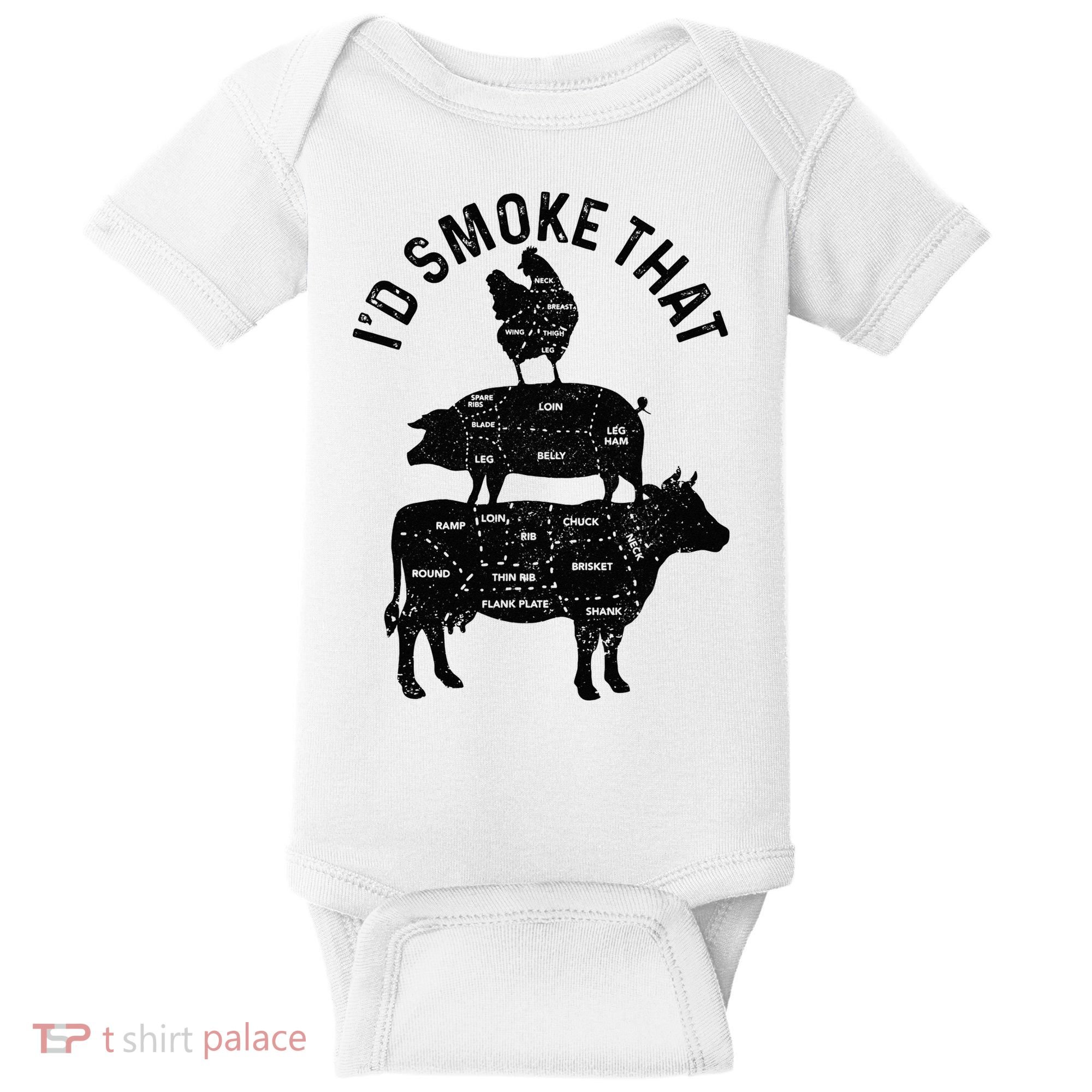 Chef Butcher BBQ Id Smoke That Pork Beef Funny Fathers Day Baby Bodysuit