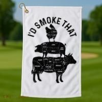 Chef Butcher BBQ Id Smoke That Pork Beef Funny Fathers Day Golf Towel thumb 1