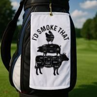 Chef Butcher BBQ Id Smoke That Pork Beef Funny Fathers Day Golf Towel thumb 2
