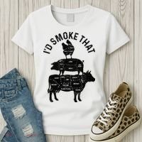 Chef Butcher BBQ Id Smoke That Pork Beef Funny Fathers Day Women's T-Shirt thumb 3