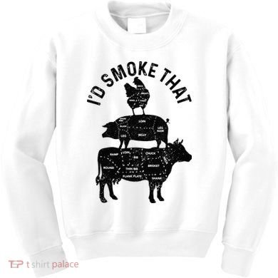 Chef Butcher BBQ Id Smoke That Pork Beef Funny Fathers Day Kids Sweatshirt