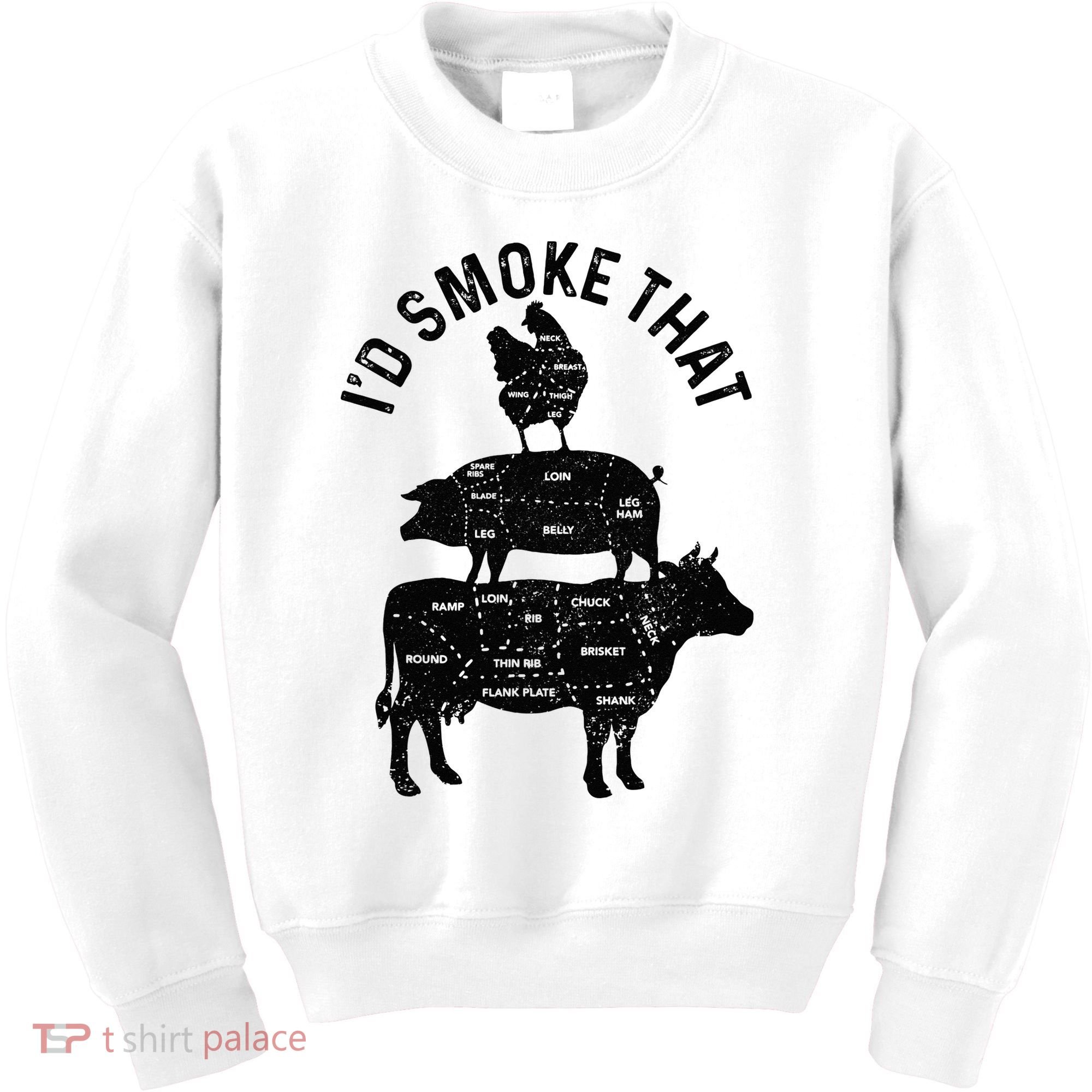 Chef Butcher BBQ Id Smoke That Pork Beef Funny Fathers Day Kids Sweatshirt