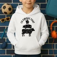 Chef Butcher BBQ Id Smoke That Pork Beef Funny Fathers Day Kids Hoodie thumb 2
