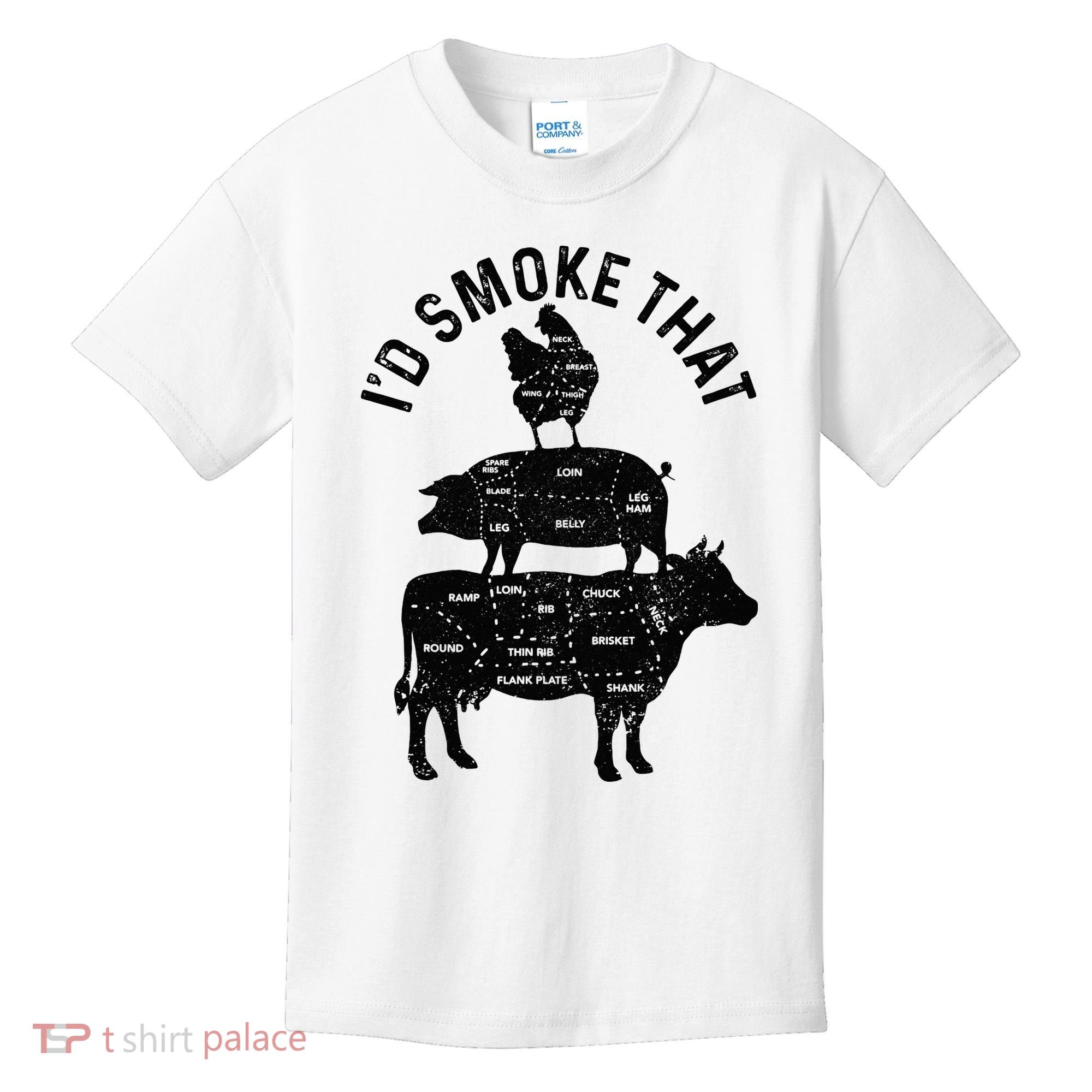 Chef Butcher BBQ Id Smoke That Pork Beef Funny Fathers Day Kids T-Shirt