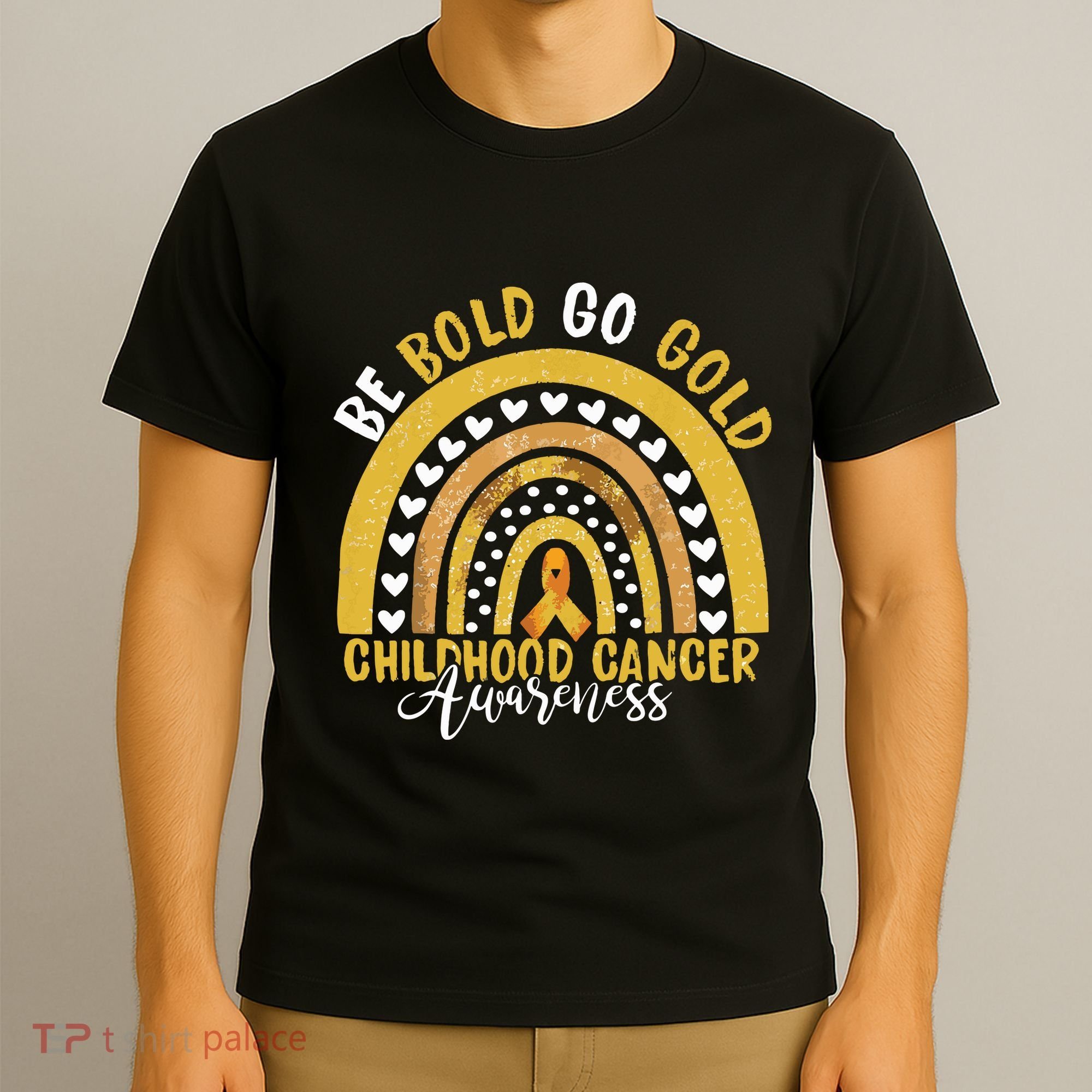 Childhood Be Bold Go Gold Childhood Cancer Awareness Rainbow T-Shirt