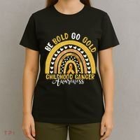 Childhood Be Bold Go Gold Childhood Cancer Awareness Rainbow T-Shirt thumb 4