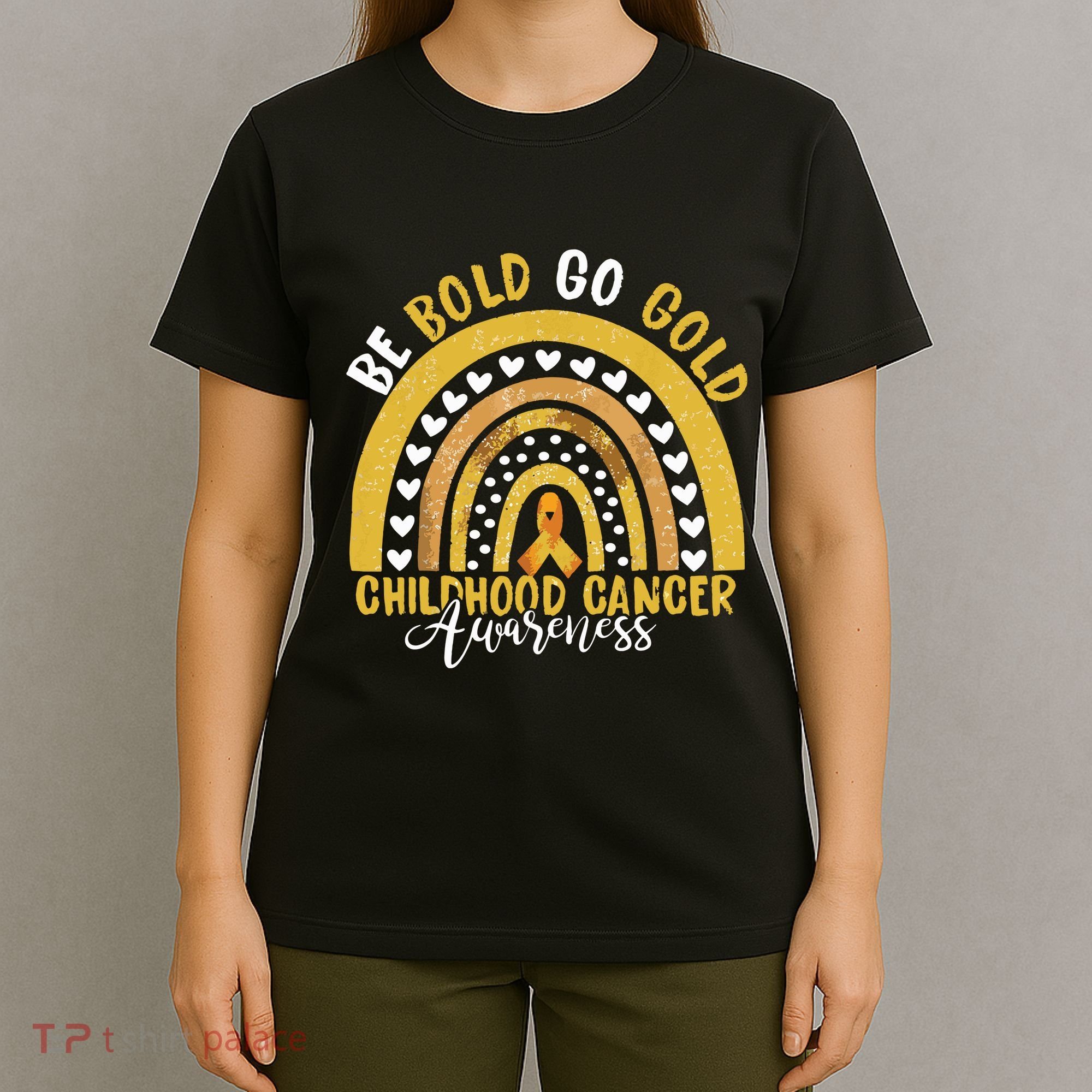 Childhood Be Bold Go Gold Childhood Cancer Awareness Rainbow T-Shirt