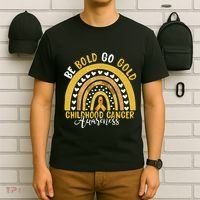 Childhood Be Bold Go Gold Childhood Cancer Awareness Rainbow T-Shirt thumb 6