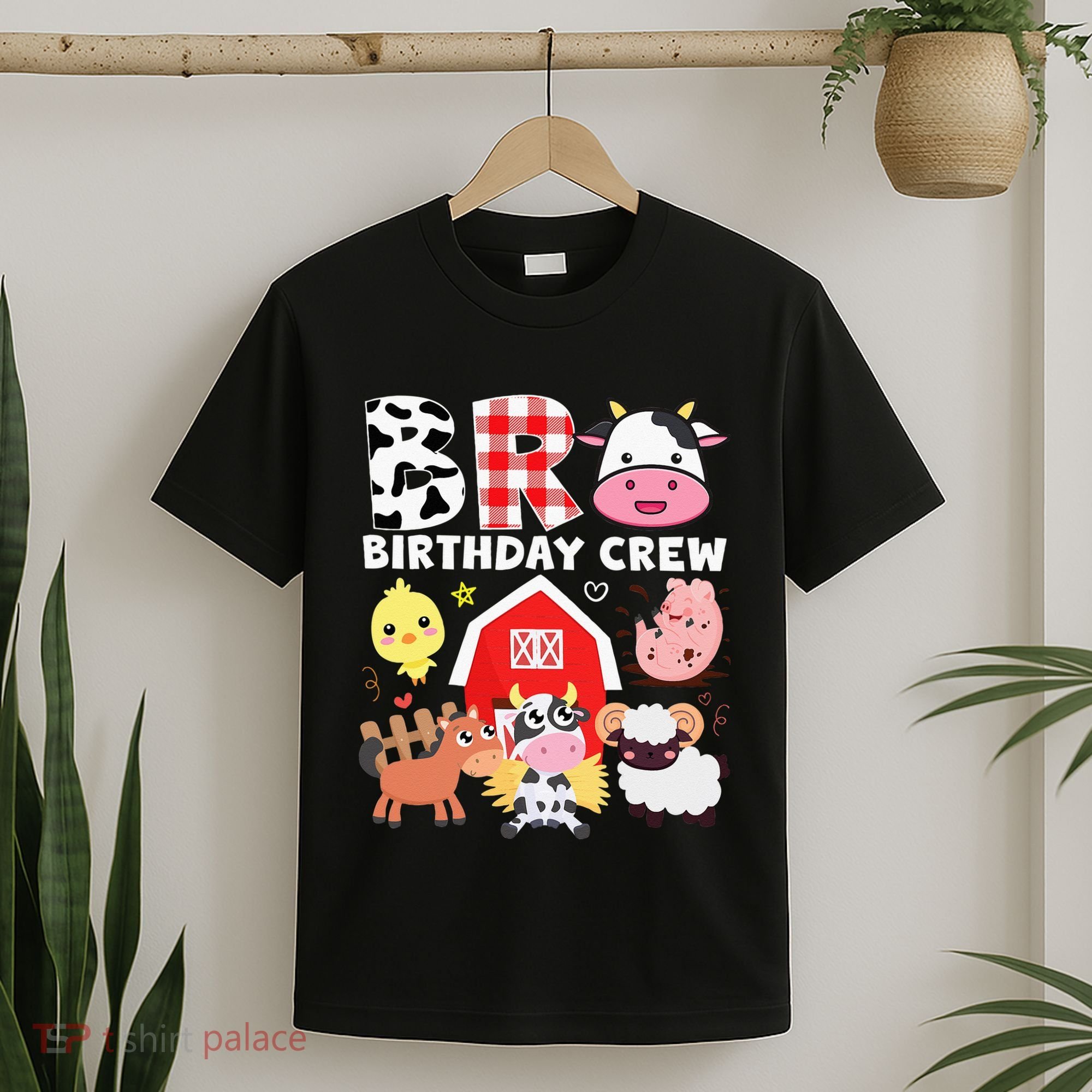 Cow Bro Birthday Crew Farm Theme Animals Kids Birthday Party T-Shirt