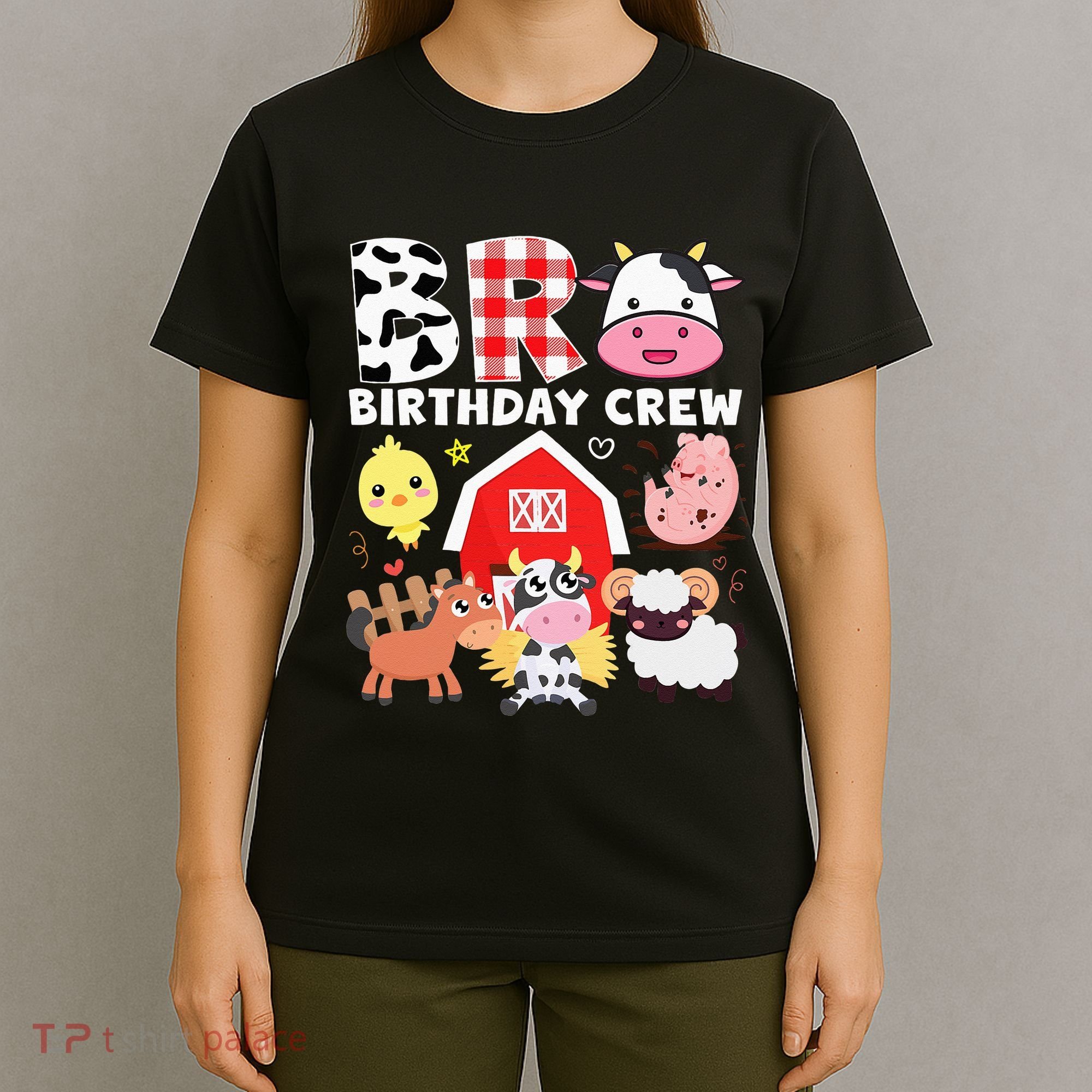 Cow Bro Birthday Crew Farm Theme Animals Kids Birthday Party T-Shirt