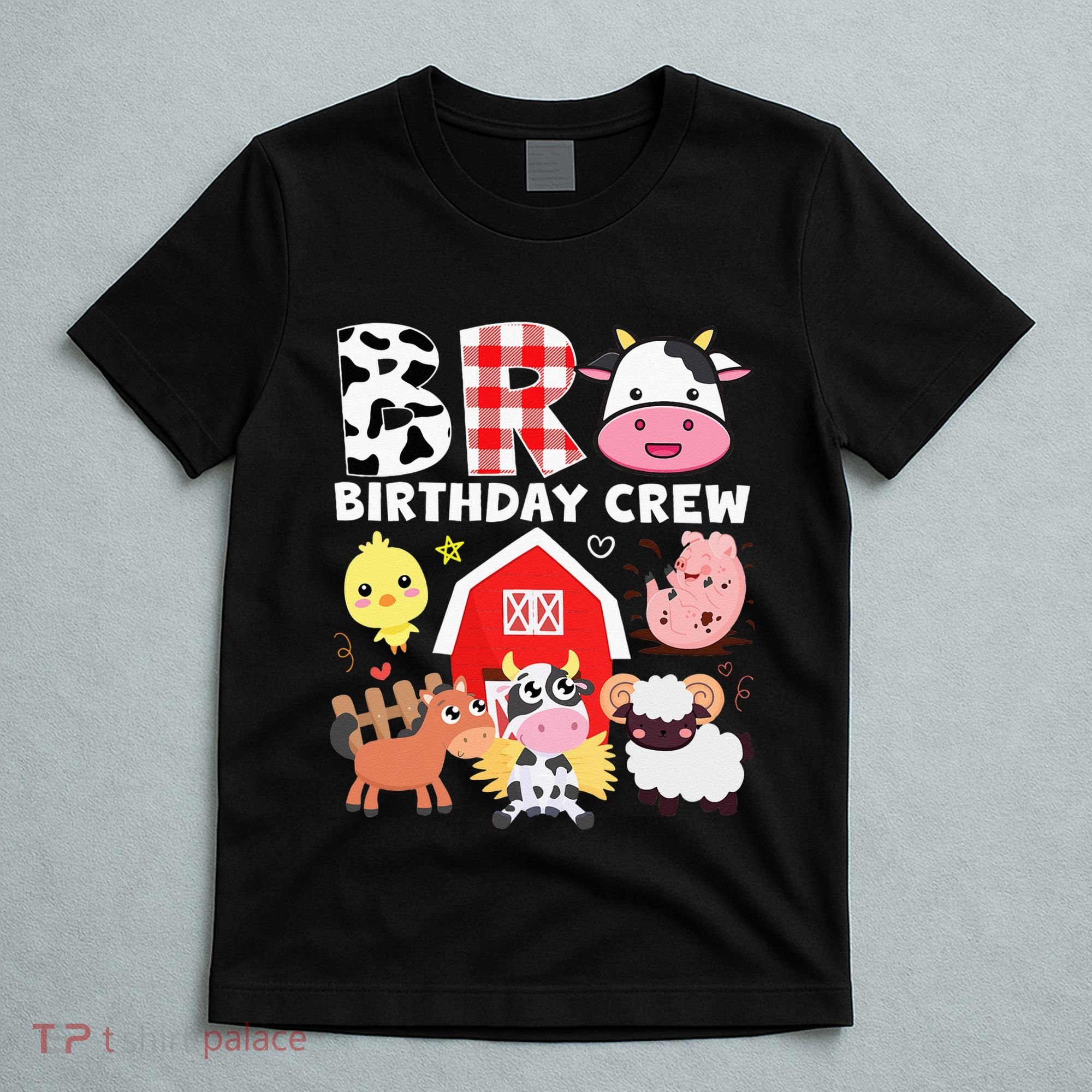 Cow Bro Birthday Crew Farm Theme Animals Kids Birthday Party T-Shirt