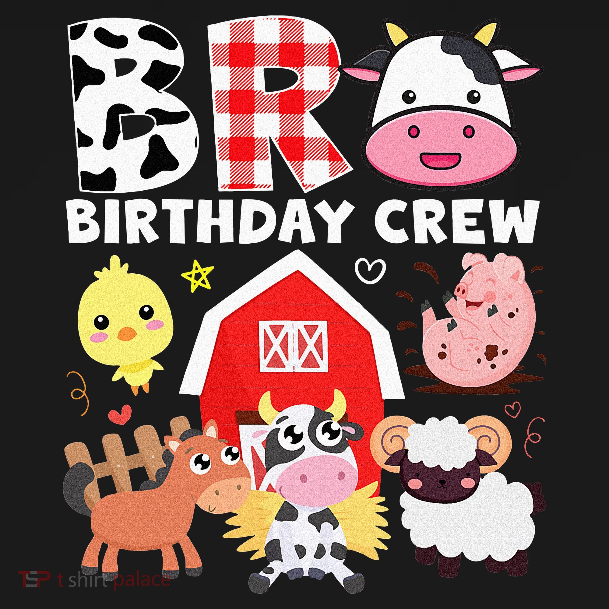 Cow Bro Birthday Crew Farm Theme Animals Kids Birthday Party T-Shirt
