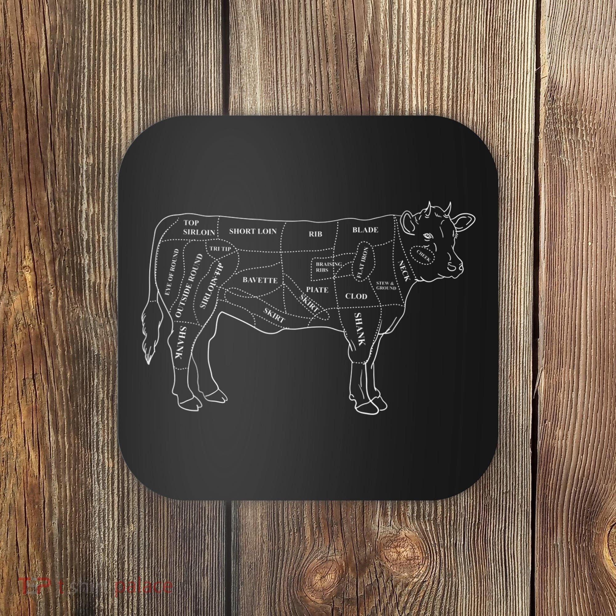 Cow Butcher Beef Cuts Diagram Eat Beef Butcher Cut Chart Coaster