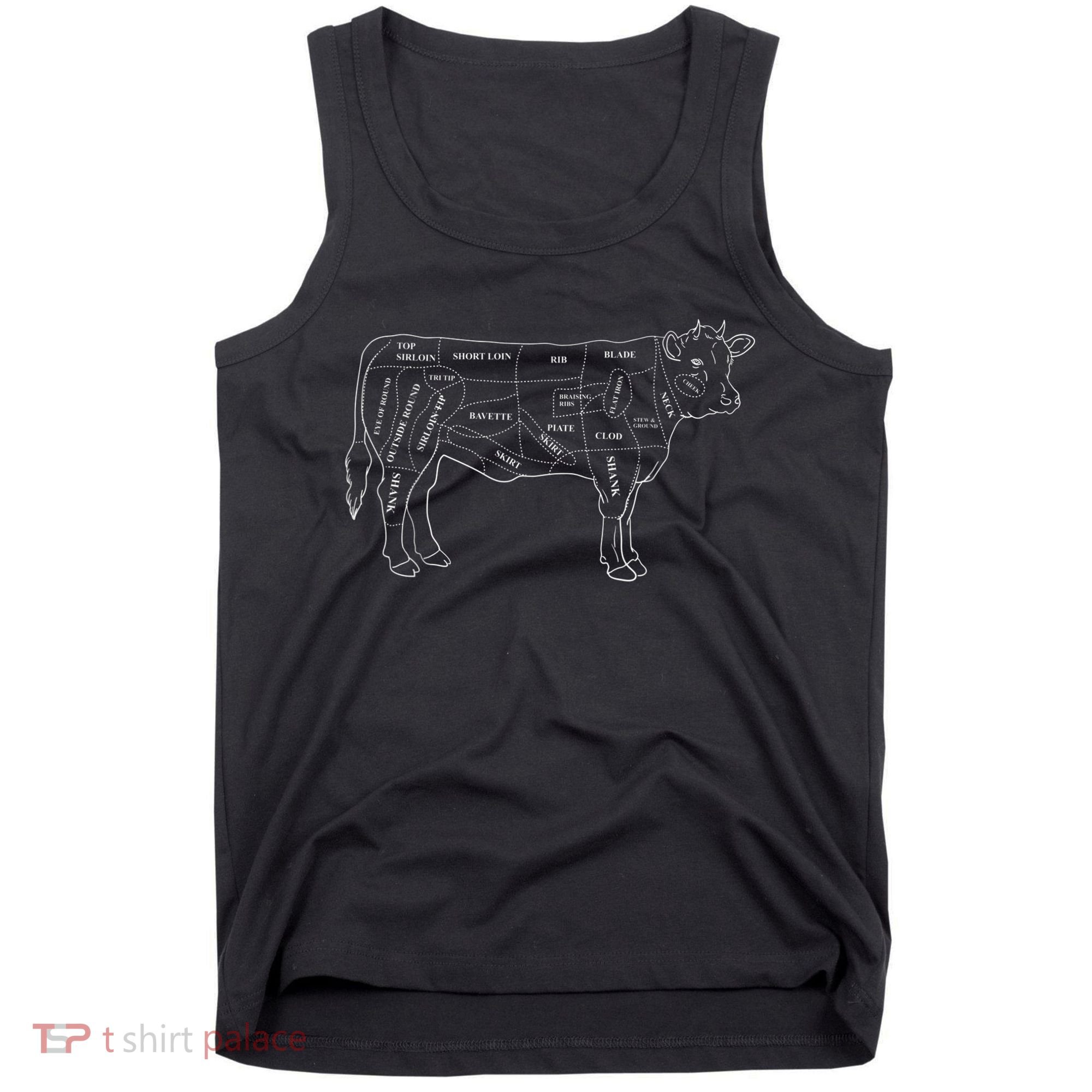 Cow Butcher Beef Cuts Diagram Eat Beef Butcher Cut Chart Tank Top