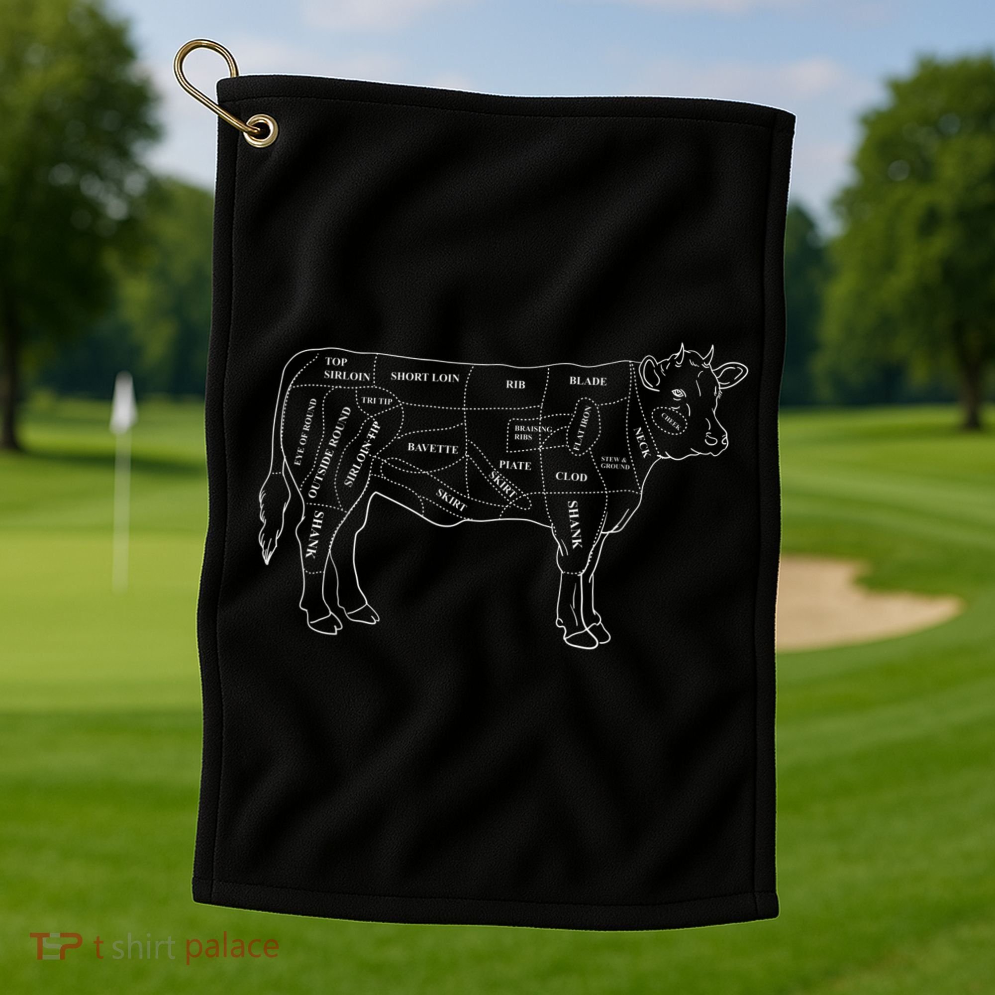 Cow Butcher Beef Cuts Diagram Eat Beef Butcher Cut Chart Golf Towel