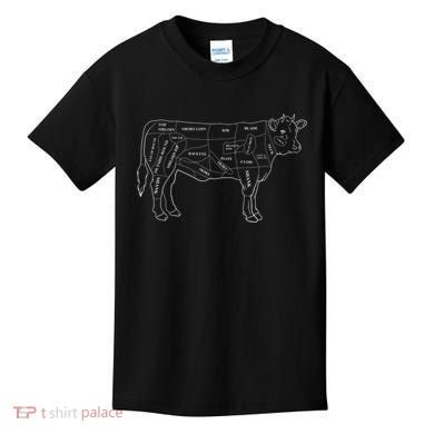 Cow Butcher Beef Cuts Diagram Eat Beef Butcher Cut Chart Kids T-Shirt