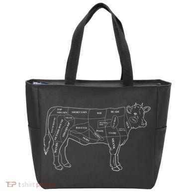 Cow Butcher Beef Cuts Diagram Eat Beef Butcher Cut Chart Tote Bag