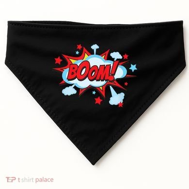 Comic Book BOOM , Funny Retro Costume, Superhero USA-Made Doggie Bandana