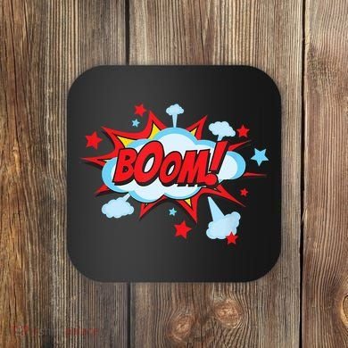 Comic Book BOOM , Funny Retro Costume, Superhero Coaster