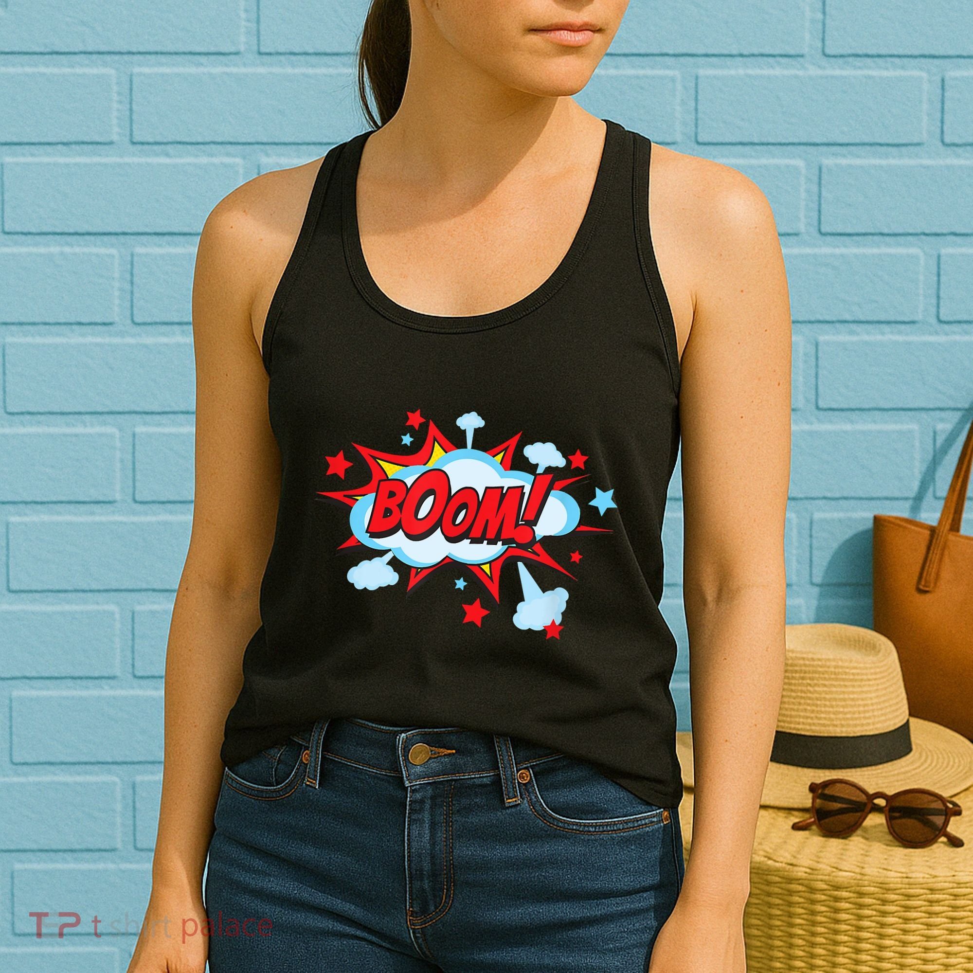 Comic Book BOOM , Funny Retro Costume, Superhero Women's Tank Top