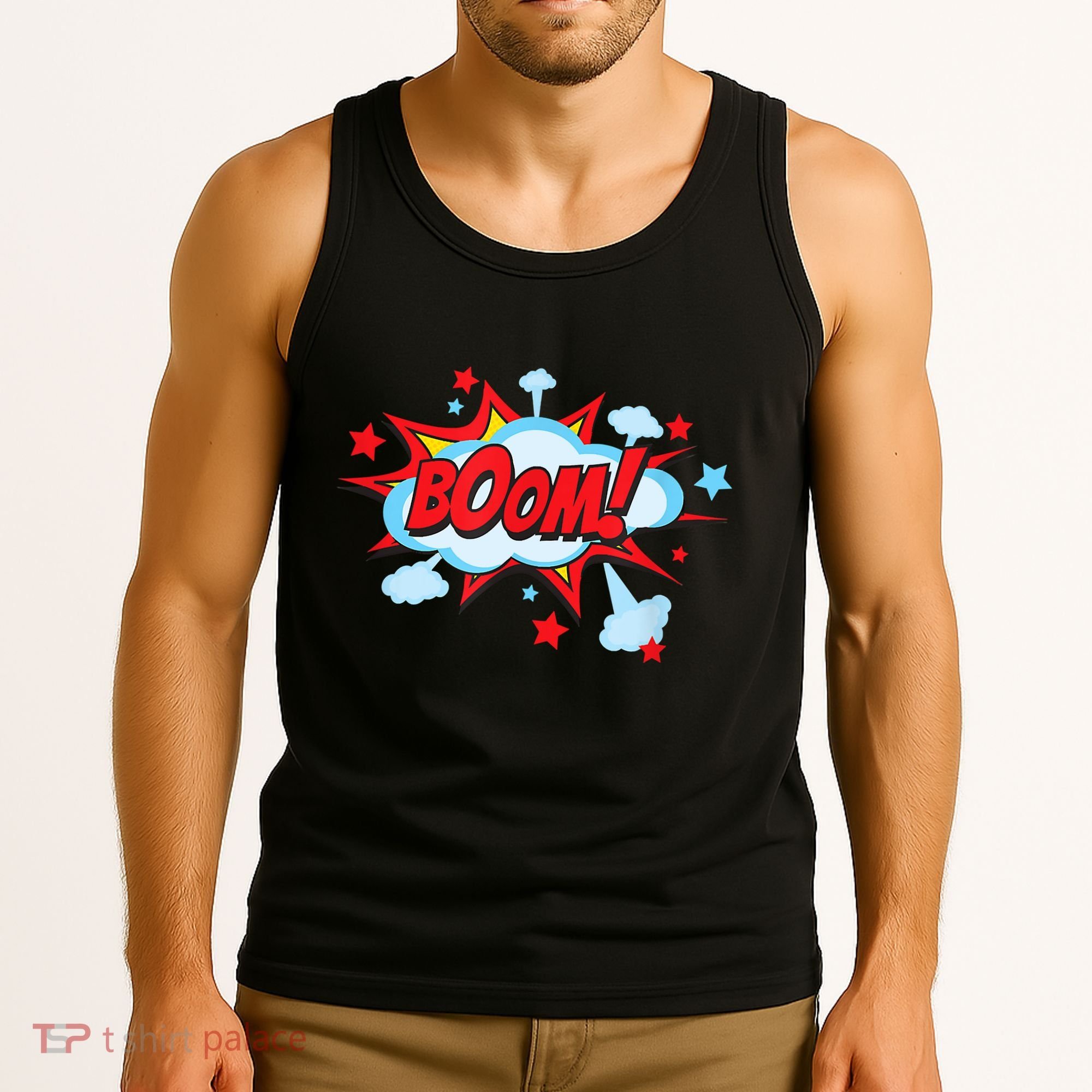 Comic Book BOOM , Funny Retro Costume, Superhero Tank Top