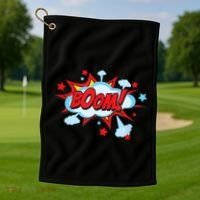 Comic Book BOOM , Funny Retro Costume, Superhero Golf Towel thumb 1