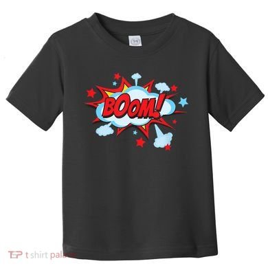 Comic Book BOOM , Funny Retro Costume, Superhero Toddler T-Shirt