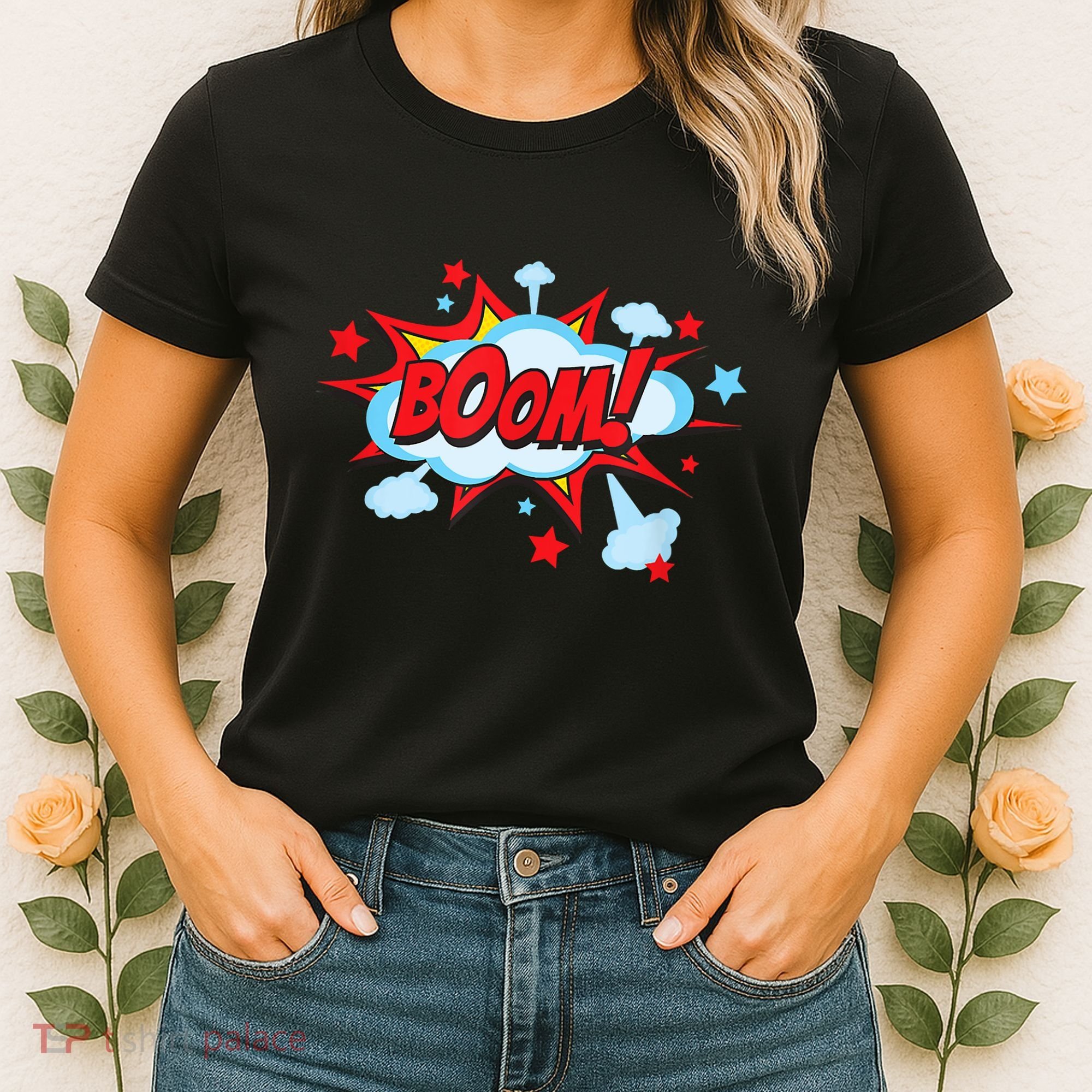Comic Book BOOM , Funny Retro Costume, Superhero Women's T-Shirt