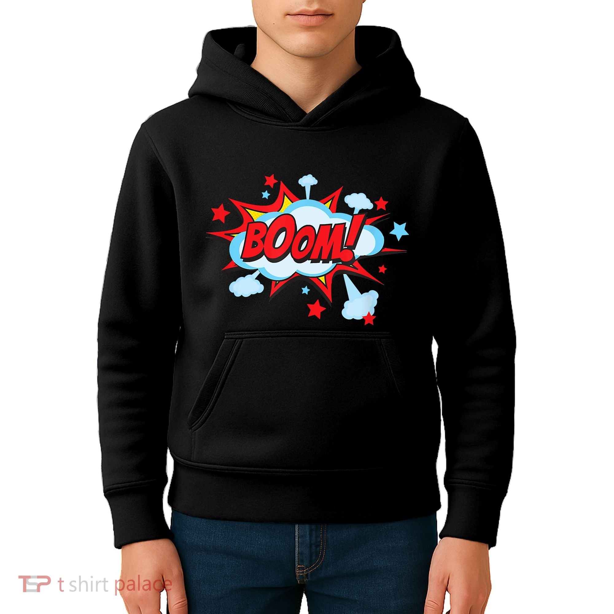 Comic Book BOOM , Funny Retro Costume, Superhero Kids Hoodie