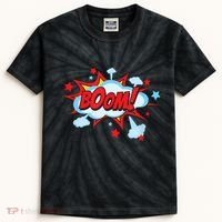 Comic Book BOOM , Funny Retro Costume, Superhero Kids Tie-Dye T-Shirt thumb 0